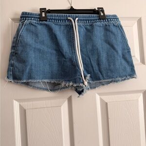 aerie Light Blue Denim Drawstring Shorts